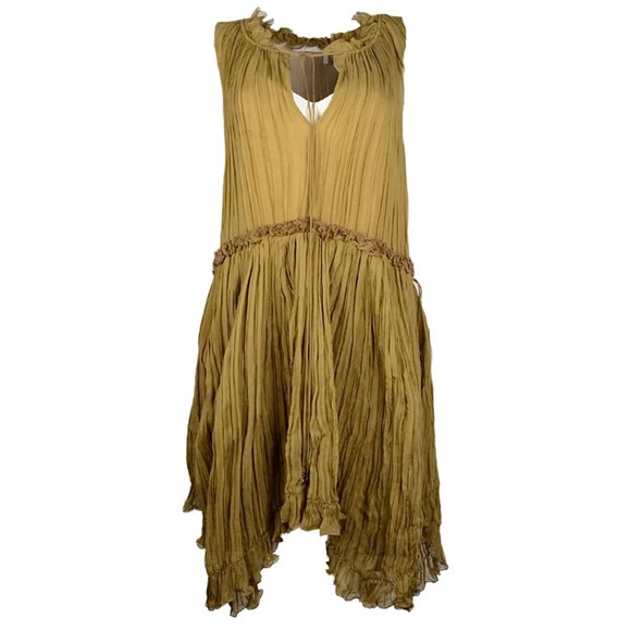 🔥NEW ON POSH🔥Chloe Khaki Silk Pleated Dress - Picture 5 of 5